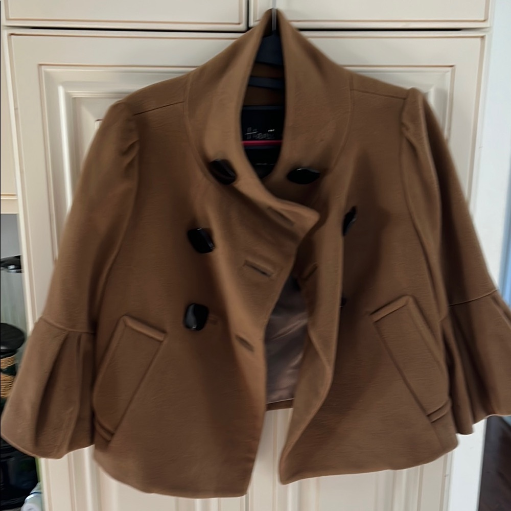 Women’s designer Hamii Y cropped tan Wool cashmere pea coat